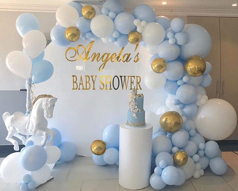 DUBEDAT Blue White Gold Balloon Garland Arch Kit Metallic Chrome God Ballons with Macaroon Blue White Latex Balloons for Birthday Wedding Bridal Shower Party Baby Shower Decoration - Image 4
